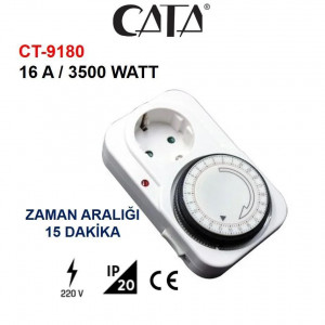 CATA Zaman Ayarlı Priz - Mekanik Zaman Saati Ct9180